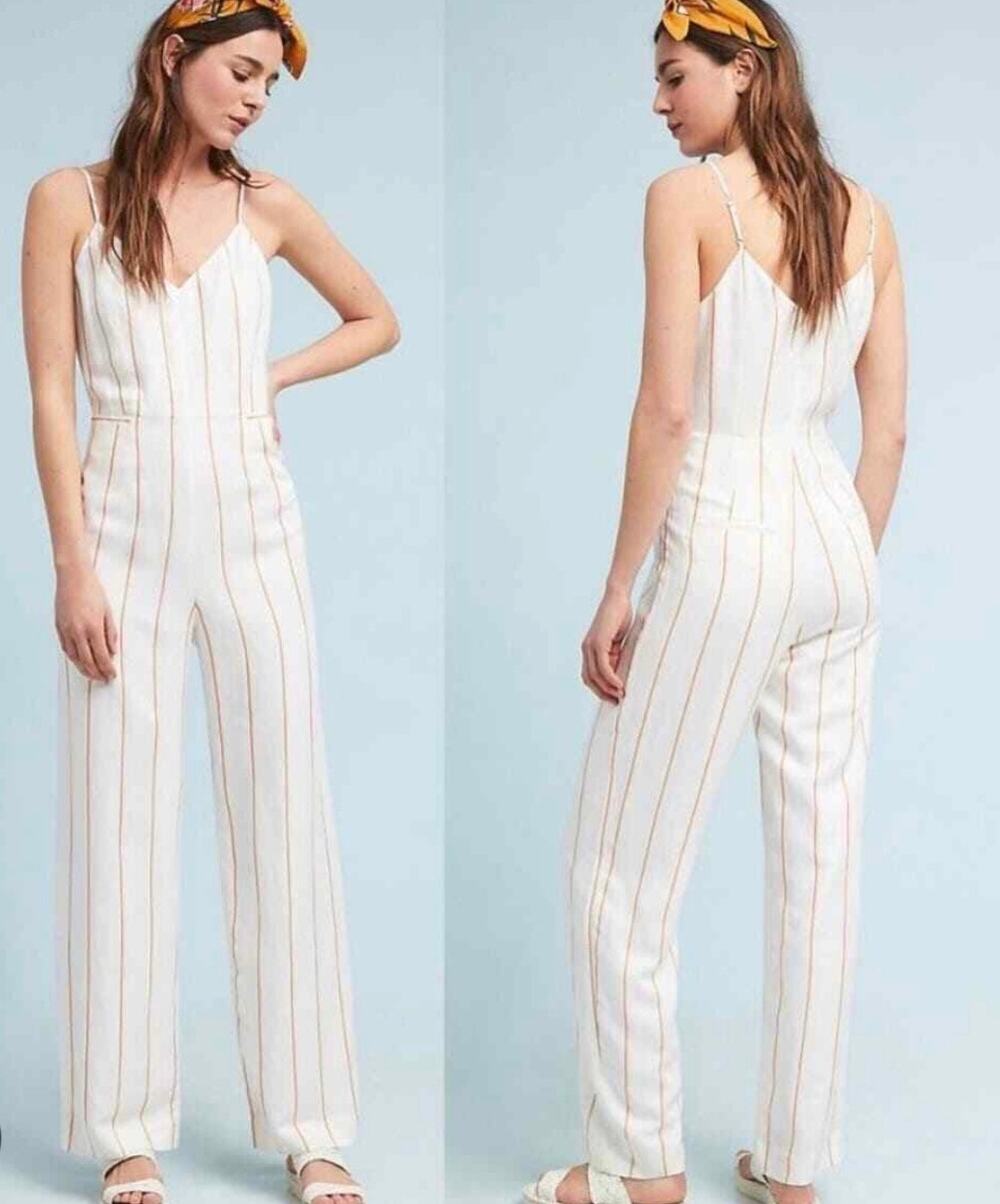 Anthropologie Essential Jumpsuit White Striped Size 0
